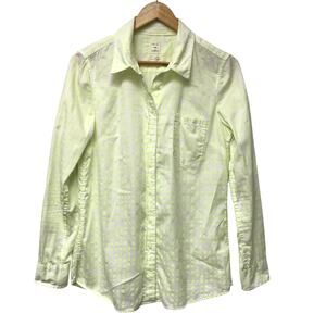 Gap Top Womens Small White Yellow Polka Dot The Fitted Boyfriend